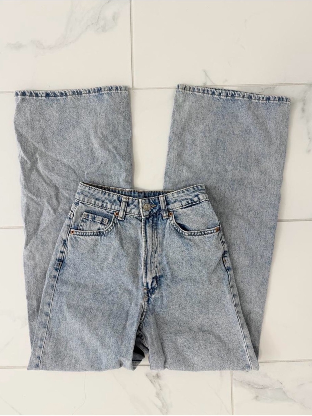 H&M Light Blue Wide-Leg High-Rise Jeans
